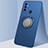 Silikon Hülle Handyhülle Ultra Dünn Schutzhülle Tasche Flexible mit Magnetisch Fingerring Ständer A02 für Oppo A32 Blau