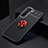 Silikon Hülle Handyhülle Ultra Dünn Schutzhülle Tasche Flexible mit Magnetisch Fingerring Ständer A02 für Samsung Galaxy S21 FE 5G Rot und Schwarz