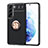 Silikon Hülle Handyhülle Ultra Dünn Schutzhülle Tasche Flexible mit Magnetisch Fingerring Ständer A03 für Samsung Galaxy S21 FE 5G Gold und Schwarz