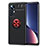 Silikon Hülle Handyhülle Ultra Dünn Schutzhülle Tasche Flexible mit Magnetisch Fingerring Ständer A05 für Xiaomi Mi 12 5G Rot und Schwarz
