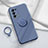 Silikon Hülle Handyhülle Ultra Dünn Schutzhülle Tasche Flexible mit Magnetisch Fingerring Ständer für Oppo Reno6 Pro+ Plus 5G Lavendel Grau