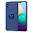 Silikon Hülle Handyhülle Ultra Dünn Schutzhülle Tasche Flexible mit Magnetisch Fingerring Ständer für Samsung Galaxy A02 Blau