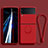 Silikon Hülle Handyhülle Ultra Dünn Schutzhülle Tasche Flexible mit Magnetisch Fingerring Ständer für Samsung Galaxy Z Flip3 5G Rot