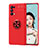 Silikon Hülle Handyhülle Ultra Dünn Schutzhülle Tasche Flexible mit Magnetisch Fingerring Ständer JM1 für Oppo A74 5G Rot