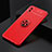 Silikon Hülle Handyhülle Ultra Dünn Schutzhülle Tasche Flexible mit Magnetisch Fingerring Ständer JM1 für Samsung Galaxy A02 Rot