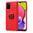 Silikon Hülle Handyhülle Ultra Dünn Schutzhülle Tasche Flexible mit Magnetisch Fingerring Ständer JM1 für Samsung Galaxy A03s Rot