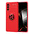 Silikon Hülle Handyhülle Ultra Dünn Schutzhülle Tasche Flexible mit Magnetisch Fingerring Ständer JM1 für Samsung Galaxy A15 4G Rot