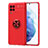 Silikon Hülle Handyhülle Ultra Dünn Schutzhülle Tasche Flexible mit Magnetisch Fingerring Ständer JM1 für Samsung Galaxy F62 5G Rot