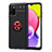 Silikon Hülle Handyhülle Ultra Dünn Schutzhülle Tasche Flexible mit Magnetisch Fingerring Ständer JM1 für Samsung Galaxy M02s Rot und Schwarz