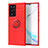 Silikon Hülle Handyhülle Ultra Dünn Schutzhülle Tasche Flexible mit Magnetisch Fingerring Ständer JM1 für Samsung Galaxy Note 20 Ultra 5G Rot