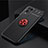 Silikon Hülle Handyhülle Ultra Dünn Schutzhülle Tasche Flexible mit Magnetisch Fingerring Ständer JM2 für Oppo A54 4G Rot und Schwarz