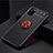 Silikon Hülle Handyhülle Ultra Dünn Schutzhülle Tasche Flexible mit Magnetisch Fingerring Ständer JM2 für Samsung Galaxy A03s Rot und Schwarz