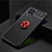 Silikon Hülle Handyhülle Ultra Dünn Schutzhülle Tasche Flexible mit Magnetisch Fingerring Ständer JM2 für Samsung Galaxy A22 4G Rot und Schwarz