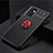 Silikon Hülle Handyhülle Ultra Dünn Schutzhülle Tasche Flexible mit Magnetisch Fingerring Ständer JM2 für Samsung Galaxy A52 4G Rot und Schwarz