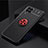 Silikon Hülle Handyhülle Ultra Dünn Schutzhülle Tasche Flexible mit Magnetisch Fingerring Ständer JM2 für Samsung Galaxy F62 5G Rot und Schwarz