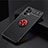 Silikon Hülle Handyhülle Ultra Dünn Schutzhülle Tasche Flexible mit Magnetisch Fingerring Ständer JM2 für Samsung Galaxy M32 5G Rot und Schwarz