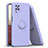 Silikon Hülle Handyhülle Ultra Dünn Schutzhülle Tasche Flexible mit Magnetisch Fingerring Ständer QW1 für Samsung Galaxy A12 Lavendel Grau
