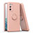 Silikon Hülle Handyhülle Ultra Dünn Schutzhülle Tasche Flexible mit Magnetisch Fingerring Ständer QW1 für Samsung Galaxy M12 Rosa