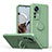 Silikon Hülle Handyhülle Ultra Dünn Schutzhülle Tasche Flexible mit Magnetisch Fingerring Ständer QW1 für Xiaomi Mi 12T Pro 5G Armee-Grün
