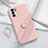 Silikon Hülle Handyhülle Ultra Dünn Schutzhülle Tasche Flexible mit Magnetisch Fingerring Ständer S01 für Oppo Reno6 Pro 5G India Rosa
