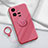 Silikon Hülle Handyhülle Ultra Dünn Schutzhülle Tasche Flexible mit Magnetisch Fingerring Ständer S02 für Vivo iQOO 11 5G Pink