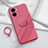Silikon Hülle Handyhülle Ultra Dünn Schutzhülle Tasche Flexible mit Magnetisch Fingerring Ständer S02 für Vivo iQOO Z7x 5G Pink