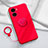 Silikon Hülle Handyhülle Ultra Dünn Schutzhülle Tasche Flexible mit Magnetisch Fingerring Ständer S02 für Vivo iQOO Z7x 5G Rot