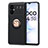 Silikon Hülle Handyhülle Ultra Dünn Schutzhülle Tasche Flexible mit Magnetisch Fingerring Ständer SD1 für Xiaomi Poco M4 5G Gold und Schwarz