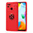 Silikon Hülle Handyhülle Ultra Dünn Schutzhülle Tasche Flexible mit Magnetisch Fingerring Ständer SD1 für Xiaomi Redmi 10 India Rot
