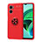 Silikon Hülle Handyhülle Ultra Dünn Schutzhülle Tasche Flexible mit Magnetisch Fingerring Ständer SD1 für Xiaomi Redmi 11 Prime 5G Rot