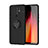 Silikon Hülle Handyhülle Ultra Dünn Schutzhülle Tasche Flexible mit Magnetisch Fingerring Ständer SD1 für Xiaomi Redmi 9 Prime India Schwarz