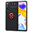 Silikon Hülle Handyhülle Ultra Dünn Schutzhülle Tasche Flexible mit Magnetisch Fingerring Ständer SD1 für Xiaomi Redmi Note 11 Pro 4G Rot und Schwarz