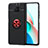 Silikon Hülle Handyhülle Ultra Dünn Schutzhülle Tasche Flexible mit Magnetisch Fingerring Ständer SD1 für Xiaomi Redmi Note 9T 5G Rot und Schwarz