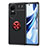 Silikon Hülle Handyhülle Ultra Dünn Schutzhülle Tasche Flexible mit Magnetisch Fingerring Ständer SD2 für Oppo Reno10 Pro 5G Rot und Schwarz