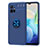 Silikon Hülle Handyhülle Ultra Dünn Schutzhülle Tasche Flexible mit Magnetisch Fingerring Ständer SD2 für Vivo Y75 5G Blau