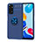 Silikon Hülle Handyhülle Ultra Dünn Schutzhülle Tasche Flexible mit Magnetisch Fingerring Ständer SD2 für Xiaomi Redmi Note 11 4G (2022) Blau