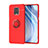 Silikon Hülle Handyhülle Ultra Dünn Schutzhülle Tasche Flexible mit Magnetisch Fingerring Ständer SD2 für Xiaomi Redmi Note 9 Pro Max Rot