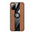 Silikon Hülle Handyhülle Ultra Dünn Schutzhülle Tasche Flexible mit Magnetisch Fingerring Ständer X01L für Samsung Galaxy M02s Braun