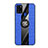Silikon Hülle Handyhülle Ultra Dünn Schutzhülle Tasche Flexible mit Magnetisch Fingerring Ständer X02L für Samsung Galaxy A21s Blau