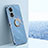 Silikon Hülle Handyhülle Ultra Dünn Schutzhülle Tasche Flexible mit Magnetisch Fingerring Ständer XL1 für Oppo A58 5G Blau
