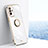 Silikon Hülle Handyhülle Ultra Dünn Schutzhülle Tasche Flexible mit Magnetisch Fingerring Ständer XL1 für Oppo A95 5G Weiß