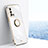 Silikon Hülle Handyhülle Ultra Dünn Schutzhülle Tasche Flexible mit Magnetisch Fingerring Ständer XL1 für Oppo Reno6 Lite Weiß
