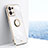 Silikon Hülle Handyhülle Ultra Dünn Schutzhülle Tasche Flexible mit Magnetisch Fingerring Ständer XL1 für Oppo Reno9 Pro 5G Weiß