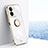 Silikon Hülle Handyhülle Ultra Dünn Schutzhülle Tasche Flexible mit Magnetisch Fingerring Ständer XL1 für Vivo iQOO Z7 5G Weiß
