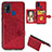 Silikon Hülle Handyhülle Ultra Dünn Schutzhülle Tasche Flexible mit Magnetisch S05D für Samsung Galaxy M31 Prime Edition Rot