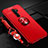 Silikon Hülle Handyhülle Ultra Dünn Schutzhülle Tasche Silikon mit Magnetisch Fingerring Ständer A01 für Oppo A11 Rot