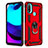 Silikon Hülle Handyhülle und Kunststoff Schutzhülle Hartschalen Tasche mit Magnetisch Fingerring Ständer für Motorola Moto E40 Rot