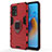 Silikon Hülle Handyhülle und Kunststoff Schutzhülle Hartschalen Tasche mit Magnetisch Fingerring Ständer für Oppo A74 4G Rot