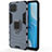 Silikon Hülle Handyhülle und Kunststoff Schutzhülle Hartschalen Tasche mit Magnetisch Fingerring Ständer für Oppo A93 Blau