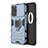 Silikon Hülle Handyhülle und Kunststoff Schutzhülle Hartschalen Tasche mit Magnetisch Fingerring Ständer für Oppo K10 Pro 5G Blau
